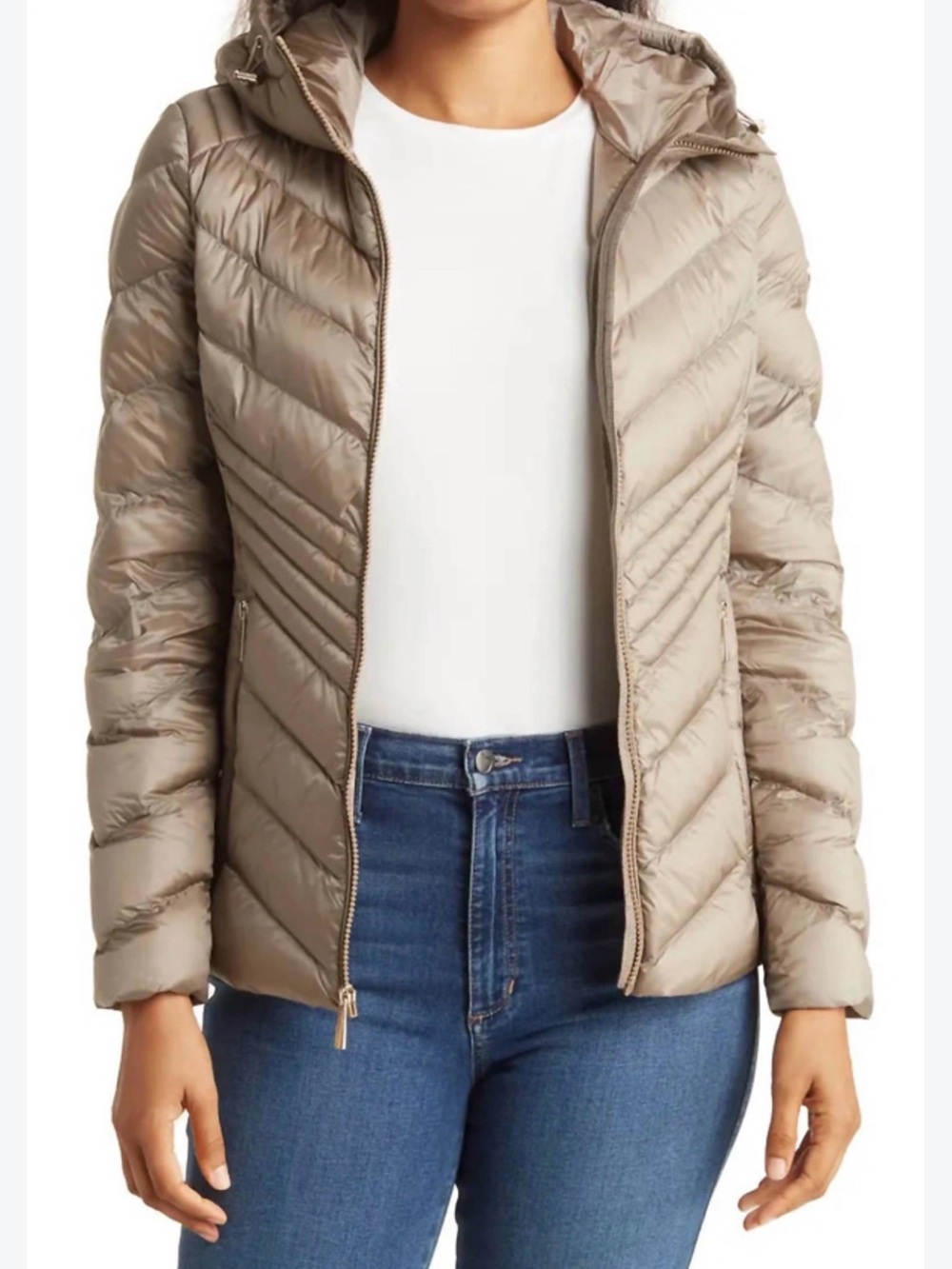 MICHAEL KORS chevron packable puffer jacket